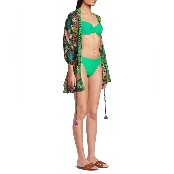 New! Ramy Brook Madge Multicolor Tropical Floral Swim Coverup Minidress 🌻 Large - Picture 6 of 16